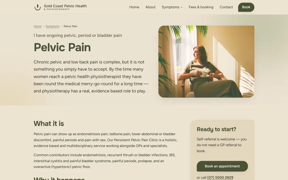 Gold Coast Pelvic Health pelvic pain page