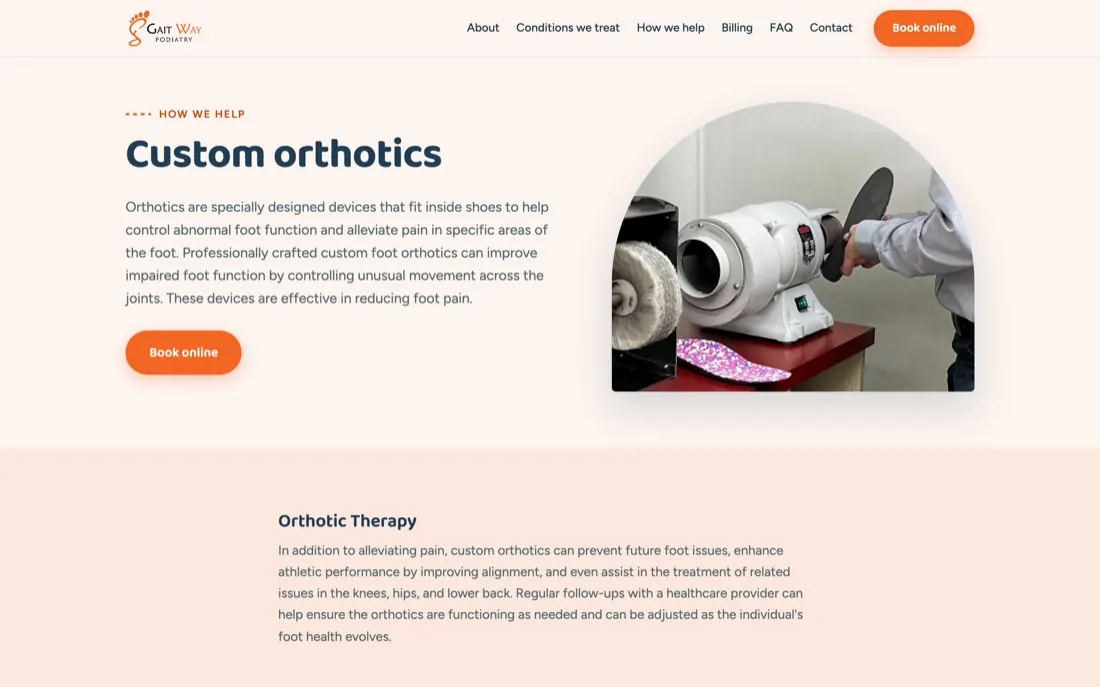 Gait Way Podiatry custom orthotics page
