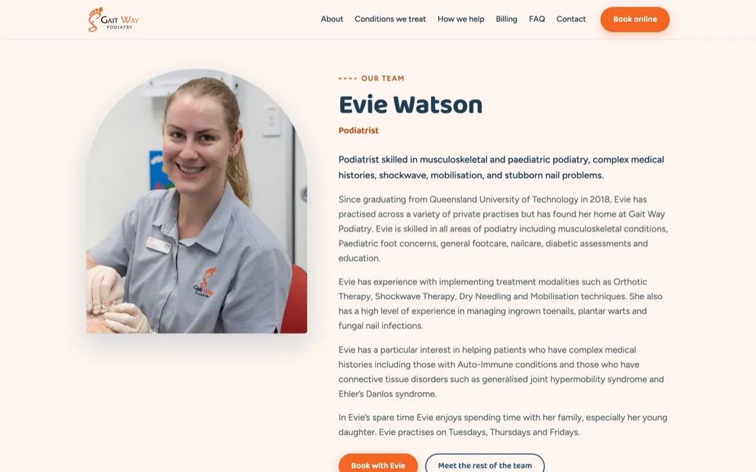 Gait Way Podiatry practitioner profile page