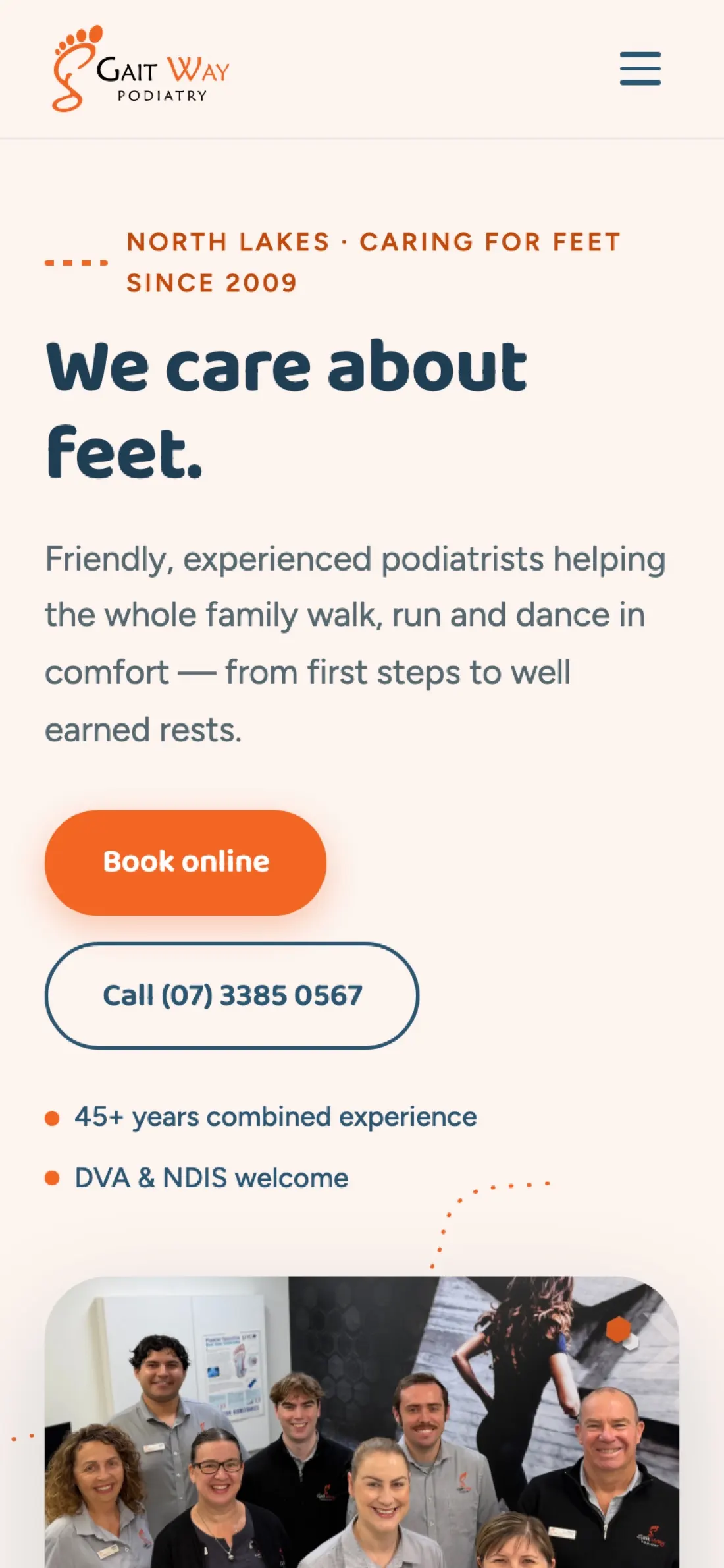 Gait Way Podiatry home page on mobile